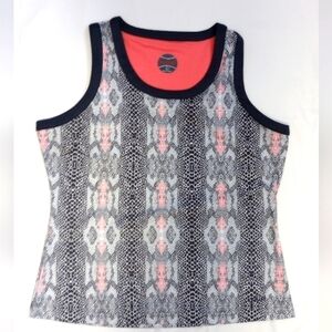 Bolle Women's Tank Top Sz L Grey & Coral Tennis Sports Sporty Workout Athletic